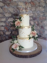 Blush gold leaf wedding cake buttercream 3 tier